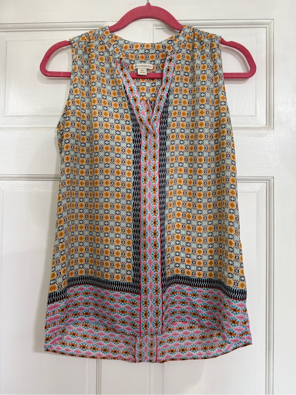 mercer & madison Sleeveless Printed Tunic in Yellow, Pink, Black